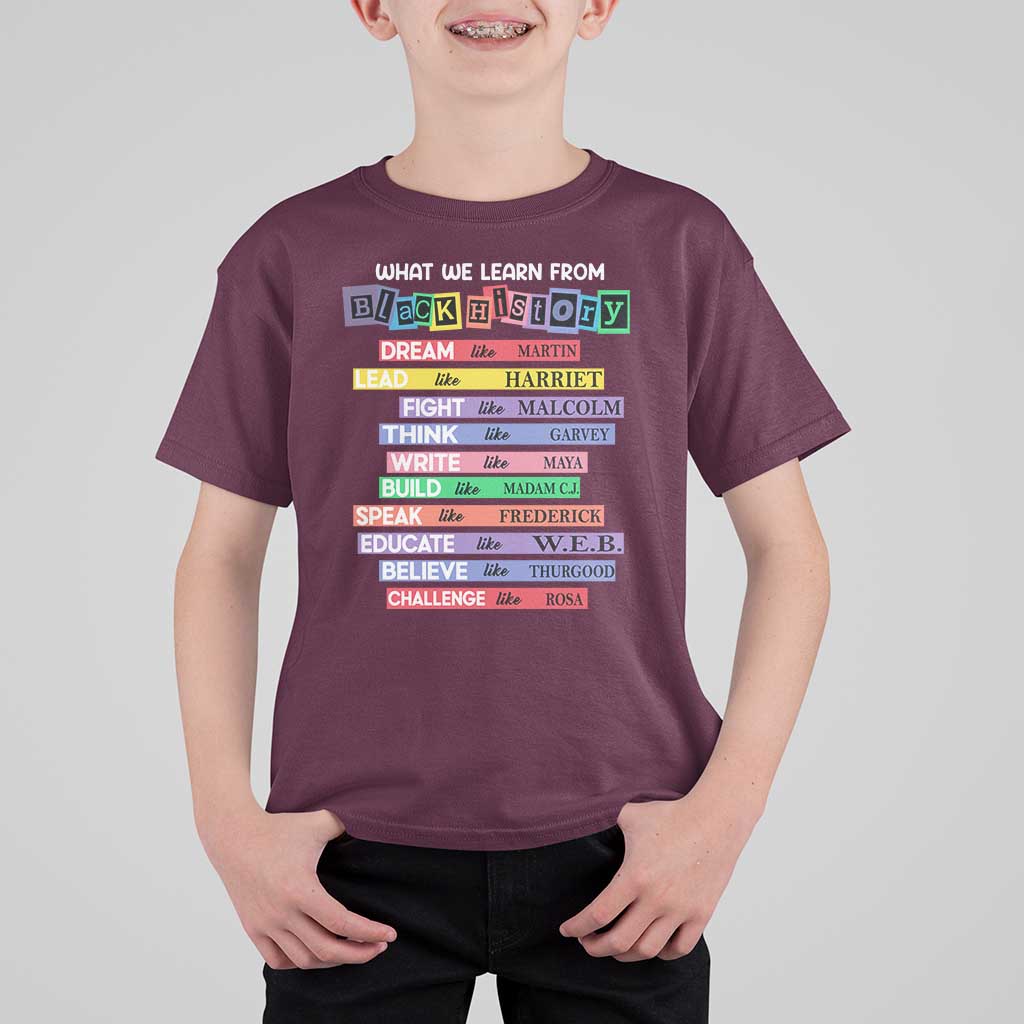 What We Learn From Black History T Shirt For Kid Celebration African American Roots Pride TS02