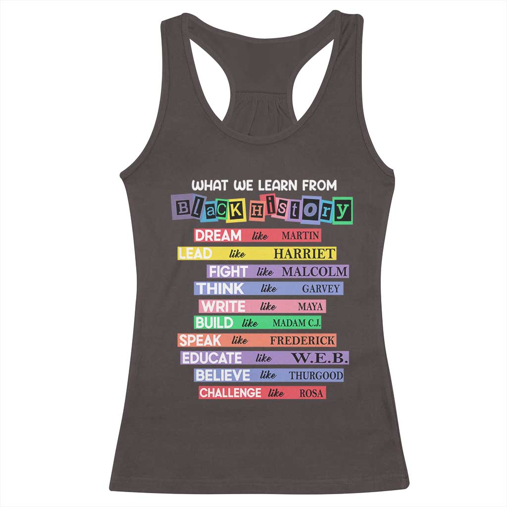 What We Learn From Black History Racerback Tank Top Celebration African American Roots Pride TS02