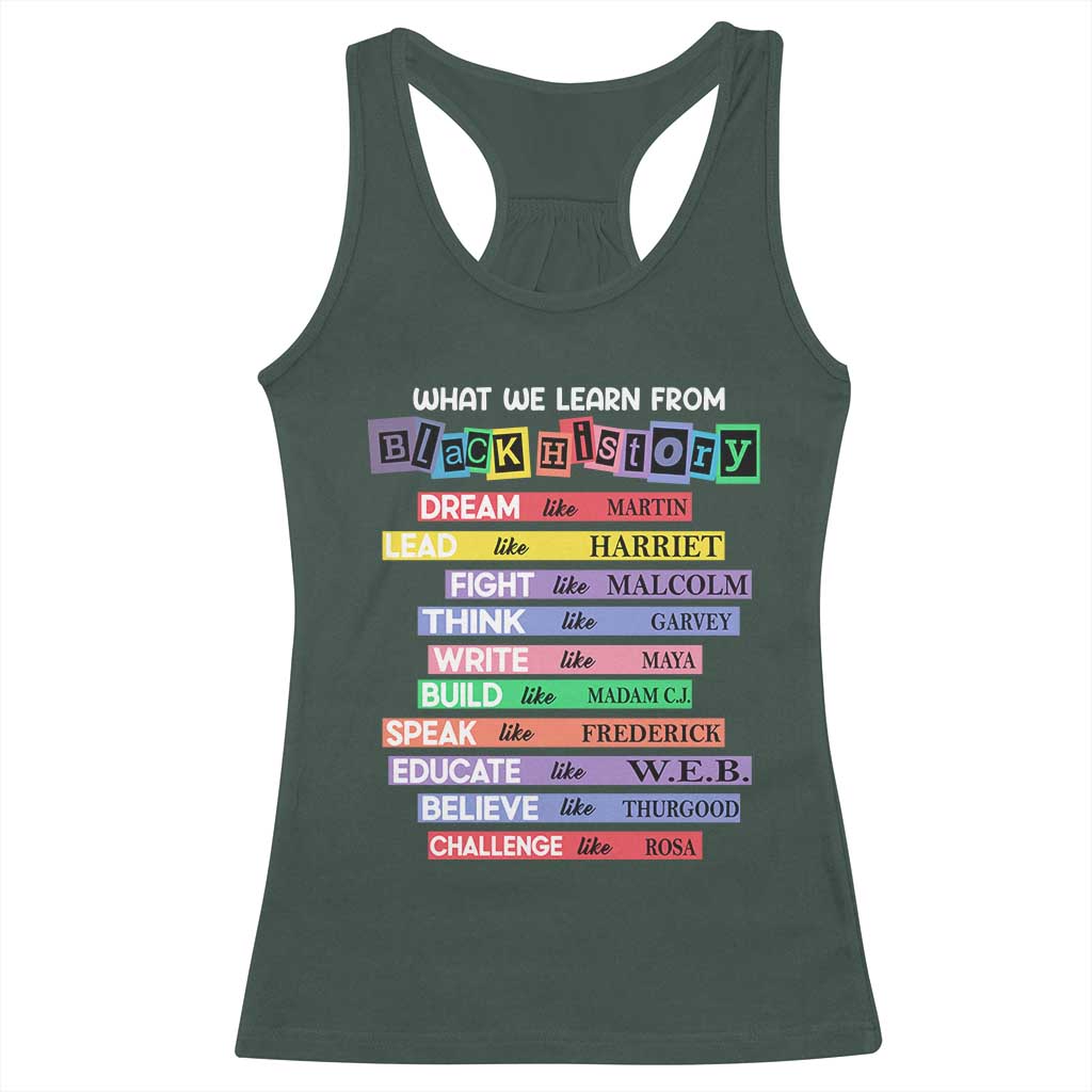 What We Learn From Black History Racerback Tank Top Celebration African American Roots Pride TS02