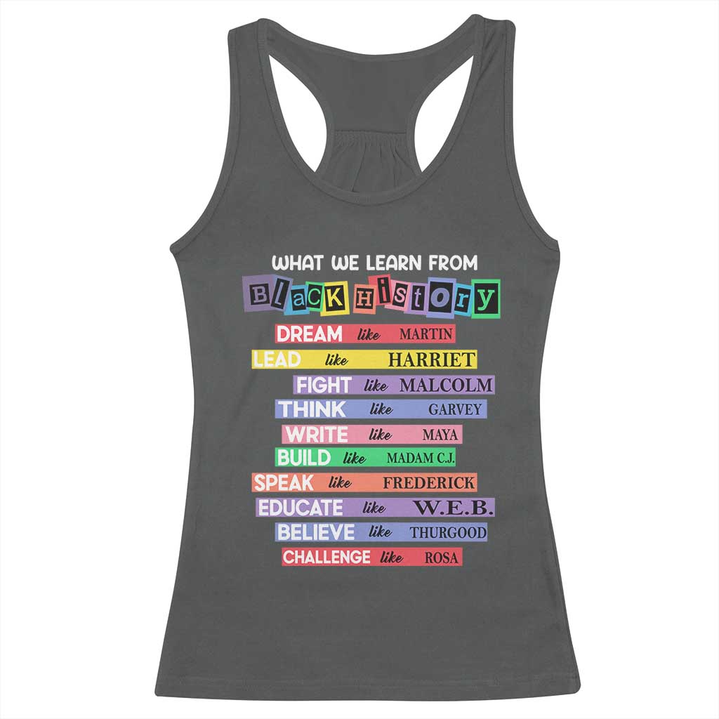 What We Learn From Black History Racerback Tank Top Celebration African American Roots Pride TS02