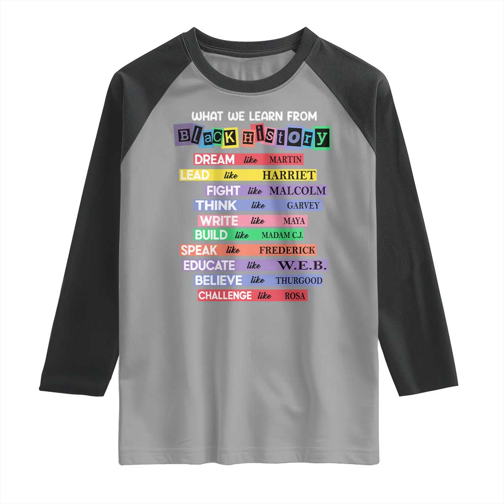 What We Learn From Black History Raglan Shirt Celebration African American Roots Pride TS02