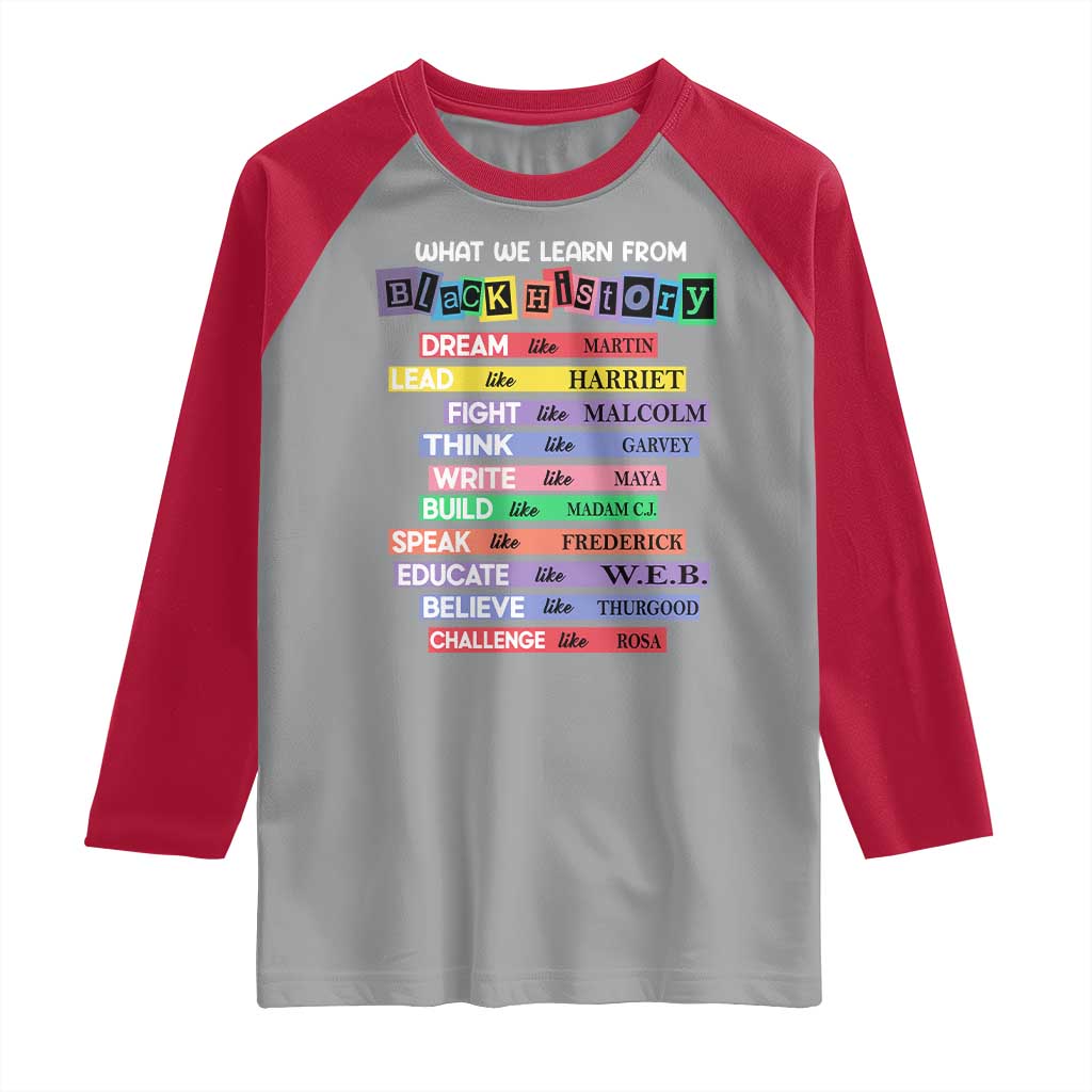 What We Learn From Black History Raglan Shirt Celebration African American Roots Pride TS02