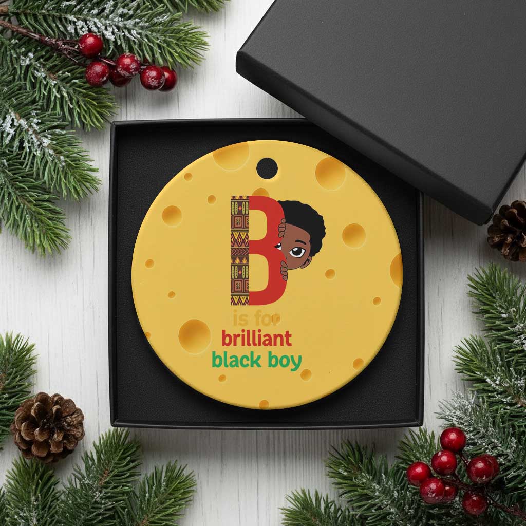 Black History Month Boy Ceramic Ornament B Is For Brilliant HBCU Education - Wonder Print Shop