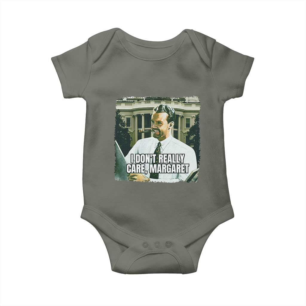 Funny JD Vance Interview Meme Baby Onesie I Don't Really Care Margaret