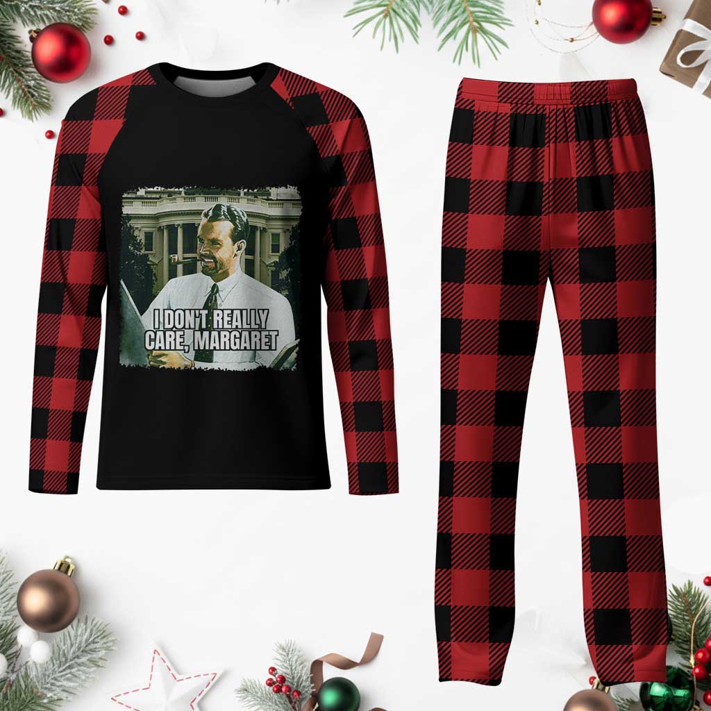 Funny JD Vance Interview Meme Plaid Pajama Set I Don't Really Care Margaret - Wonder Print Shop
