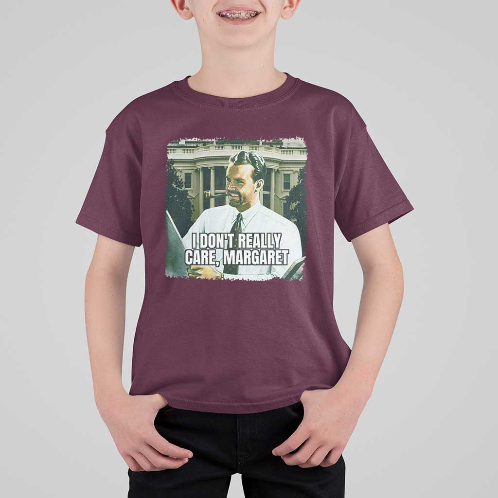 Funny JD Vance Interview Meme T Shirt For Kid I Don't Really Care Margaret
