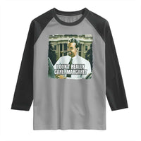 Funny JD Vance Interview Meme Raglan Shirt I Don't Really Care Margaret