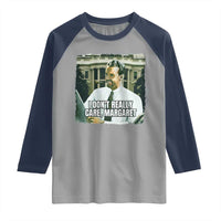 Funny JD Vance Interview Meme Raglan Shirt I Don't Really Care Margaret