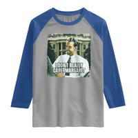Funny JD Vance Interview Meme Raglan Shirt I Don't Really Care Margaret