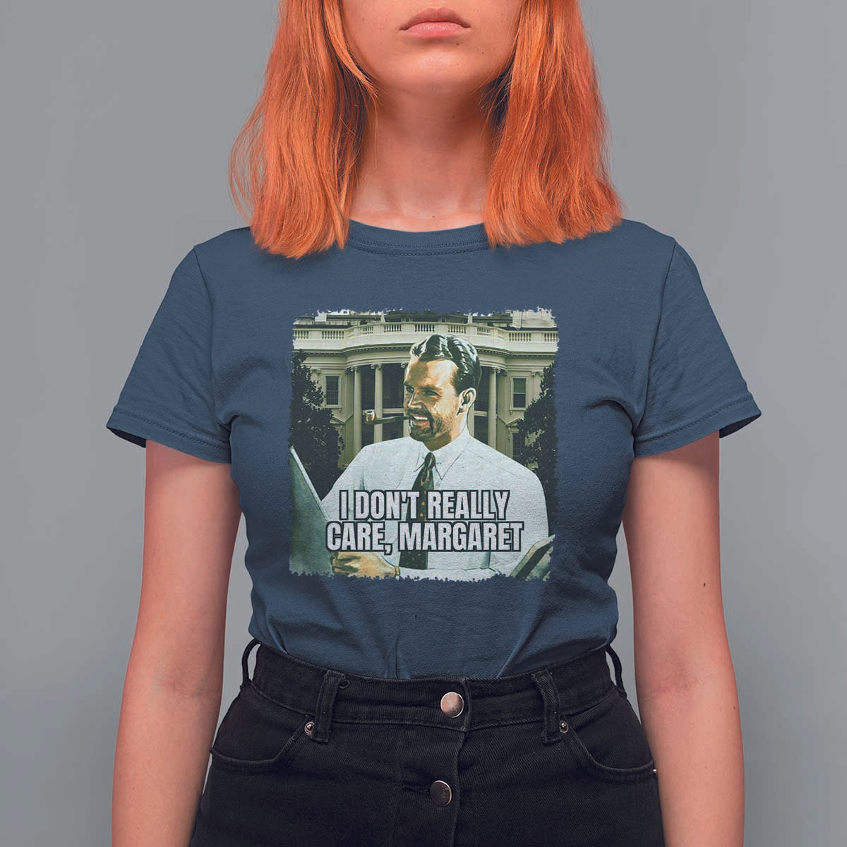 Funny JD Vance Interview Meme T Shirt For Women I Don't Really Care Margaret