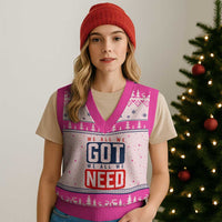 We All We Got We All We Need Motivational V-Neck Knit Sweater Vest Minimalist Bold Sports Style