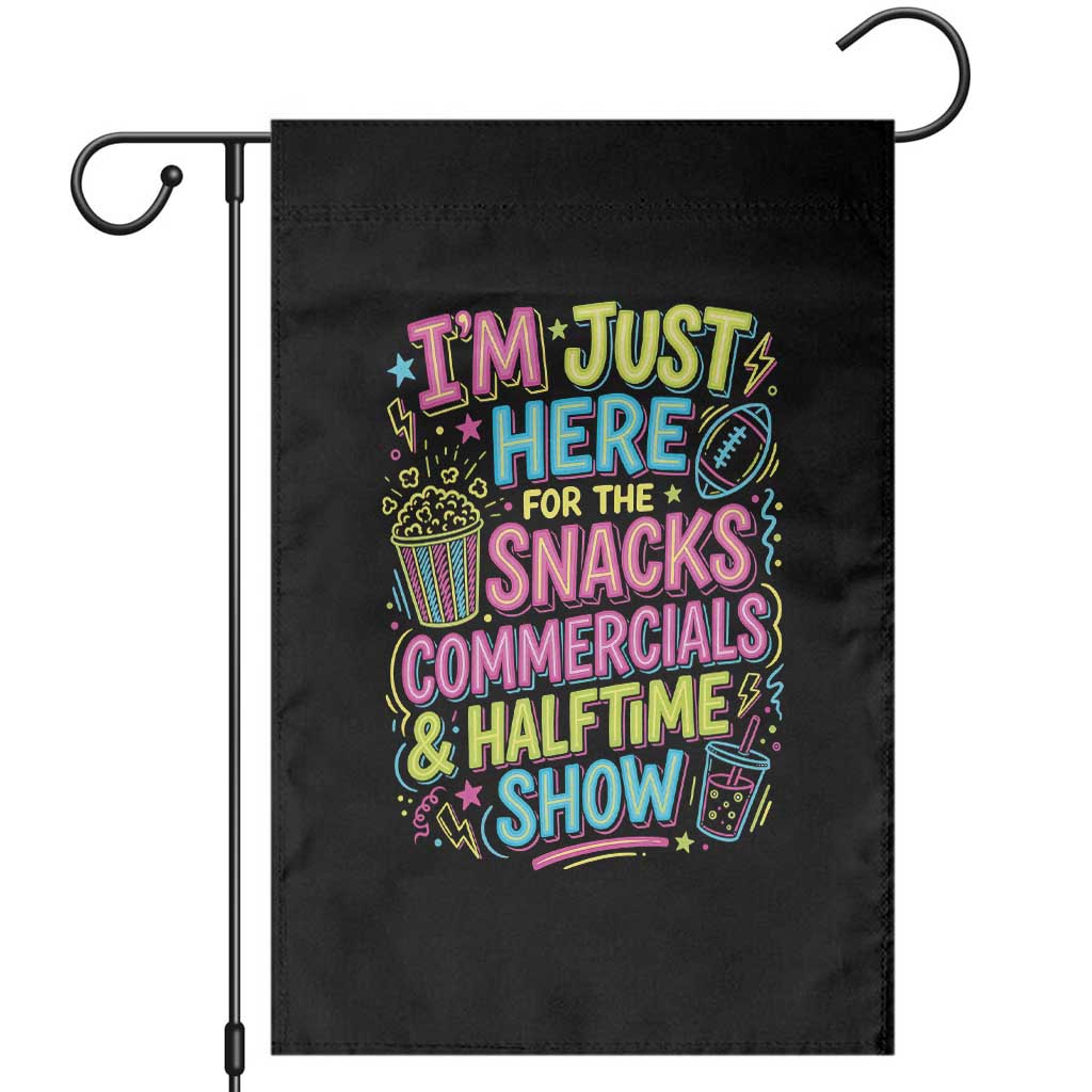 I'm Just Here for The Snacks Commercials Halftime Show Garden Flag Funny Game Day Neon Style