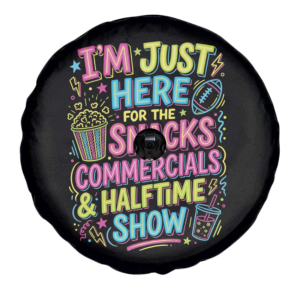 I'm Just Here for The Snacks Commercials Halftime Show Spare Tire Cover Funny Game Day Neon Style
