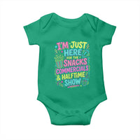 I'm Just Here for The Snacks Commercials Halftime Show Baby Onesie Funny Game Day Neon Style