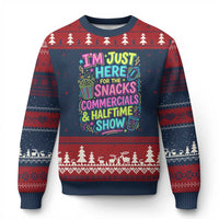 I'm Just Here for The Snacks Commercials Halftime Show Ugly Christmas Sweater Funny Game Day Neon Style