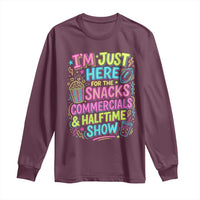 I'm Just Here for The Snacks Commercials Halftime Show Long Sleeve Shirt Funny Game Day Neon Style