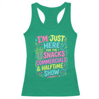 I'm Just Here for The Snacks Commercials Halftime Show Racerback Tank Top Funny Game Day Neon Style