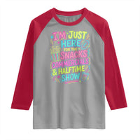 I'm Just Here for The Snacks Commercials Halftime Show Raglan Shirt Funny Game Day Neon Style