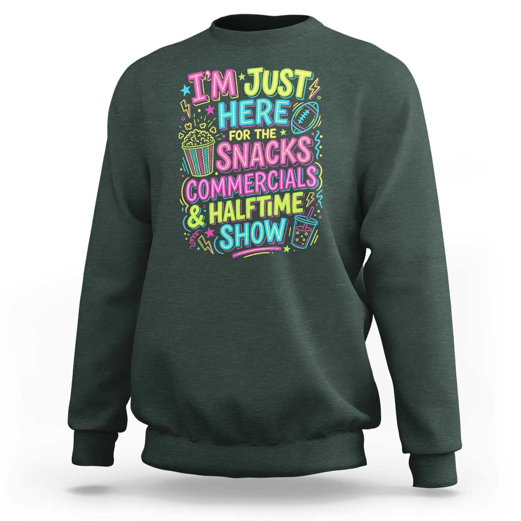 I'm Just Here for The Snacks Commercials Halftime Show Sweatshirt Funny Game Day Neon Style