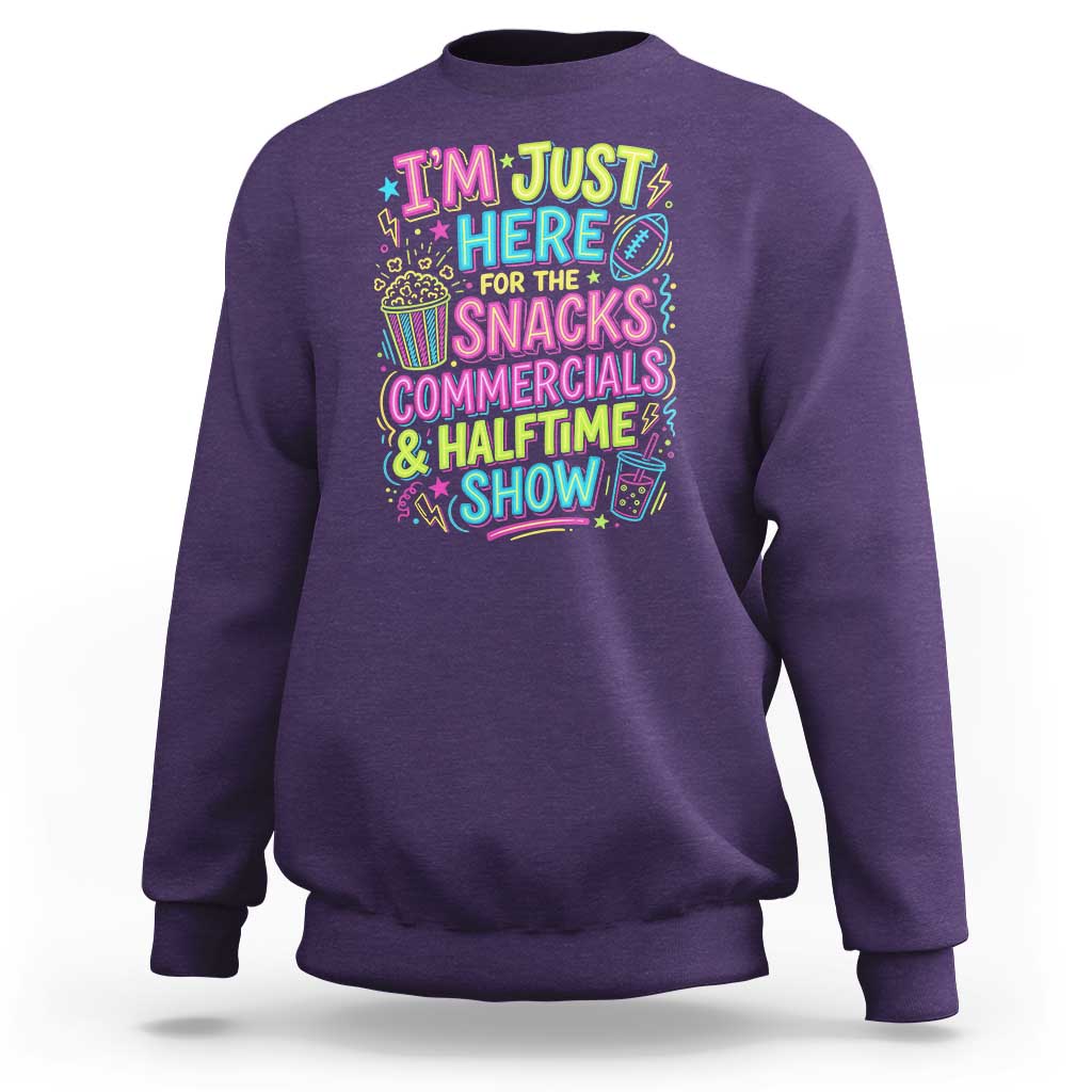 I'm Just Here for The Snacks Commercials Halftime Show Sweatshirt Funny Game Day Neon Style