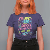 I'm Just Here for The Snacks Commercials Halftime Show T Shirt For Women Funny Game Day Neon Style