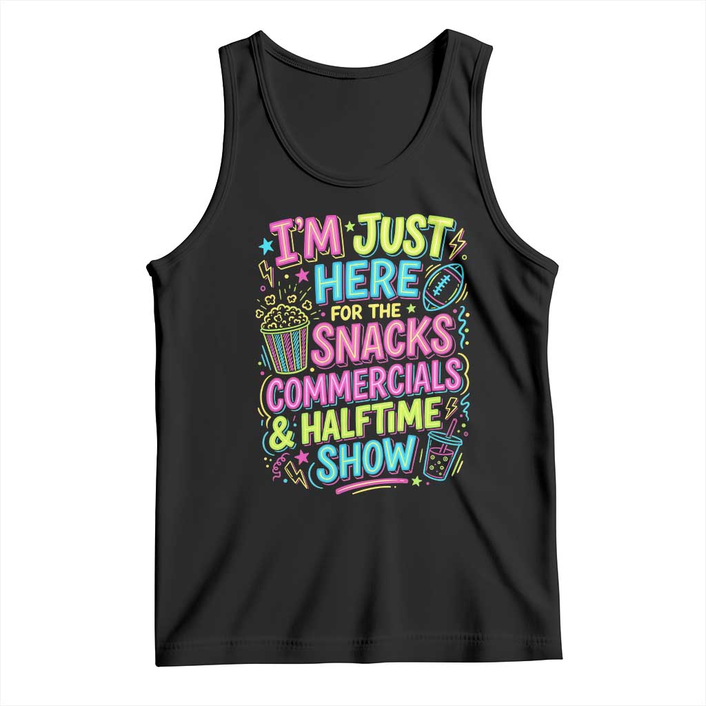 I'm Just Here for The Snacks Commercials Halftime Show Tank Top Funny Game Day Neon Style