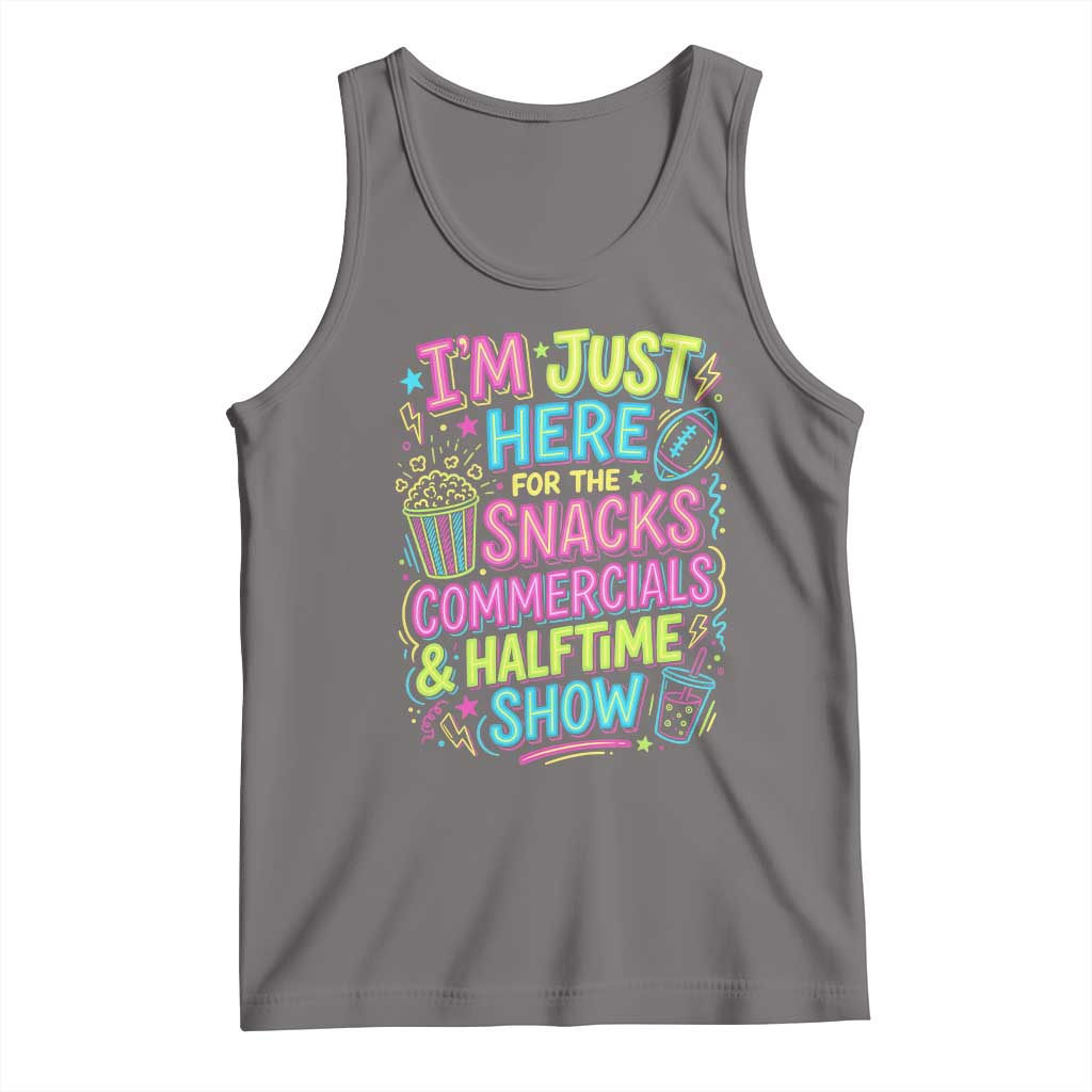 I'm Just Here for The Snacks Commercials Halftime Show Tank Top Funny Game Day Neon Style