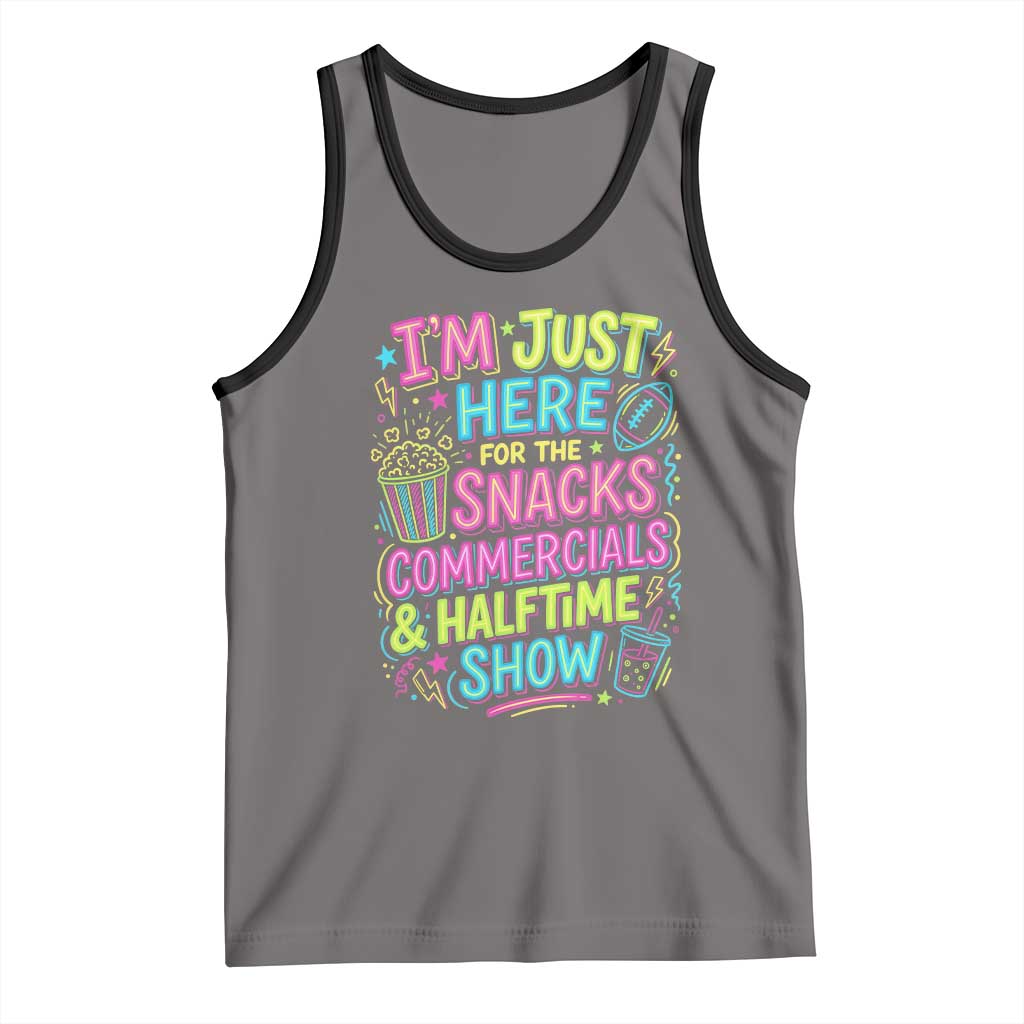 I'm Just Here for The Snacks Commercials Halftime Show Tank Top Funny Game Day Neon Style