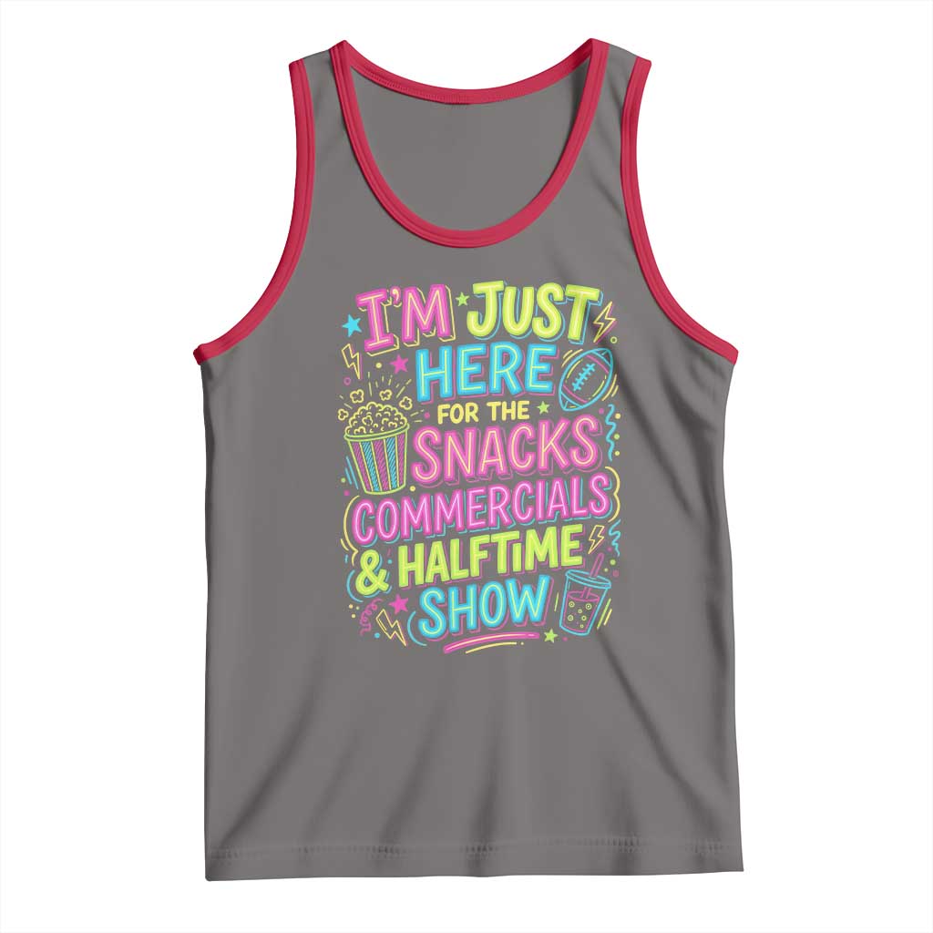 I'm Just Here for The Snacks Commercials Halftime Show Tank Top Funny Game Day Neon Style
