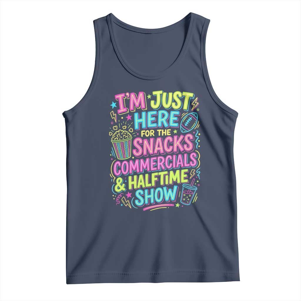 I'm Just Here for The Snacks Commercials Halftime Show Tank Top Funny Game Day Neon Style