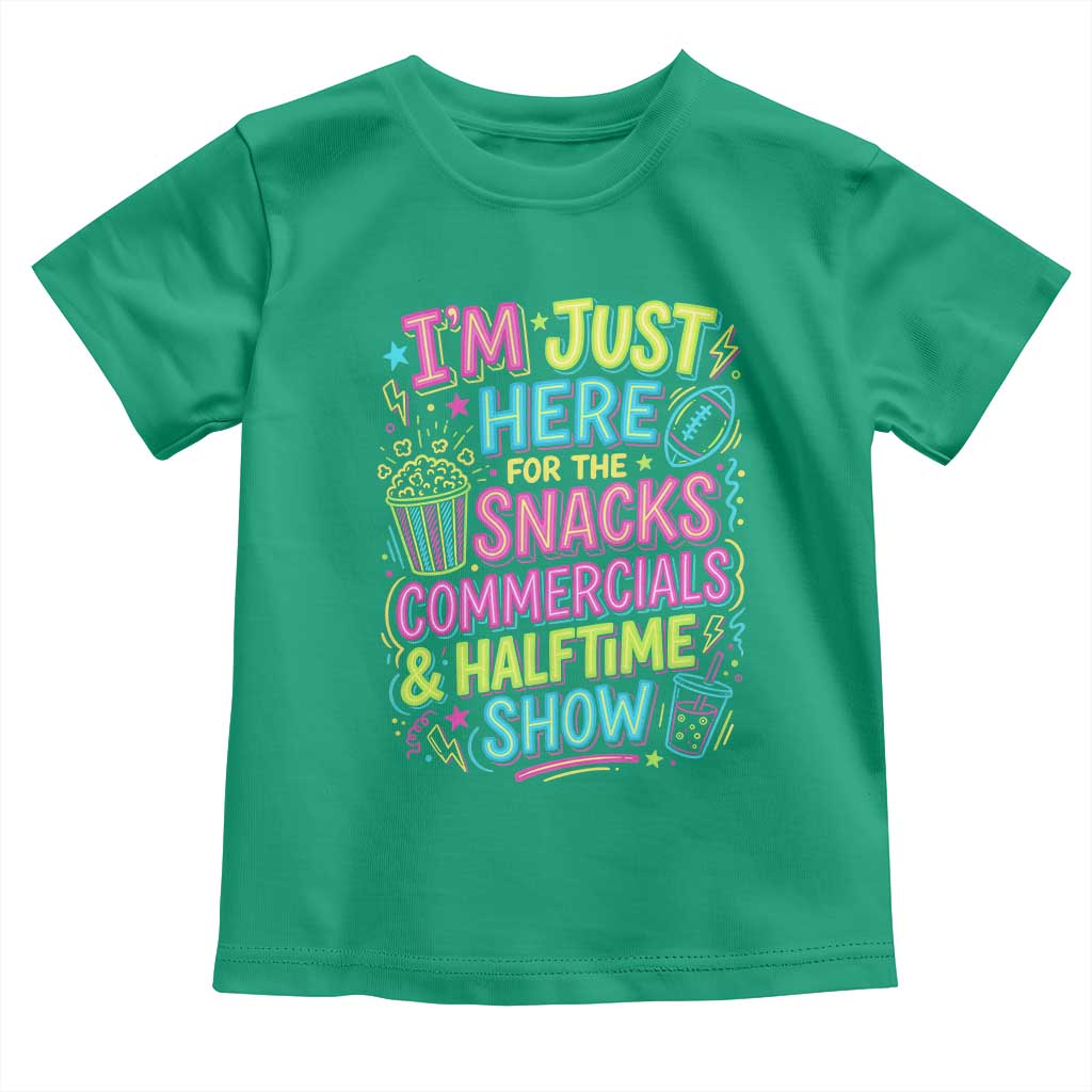 I'm Just Here for The Snacks Commercials Halftime Show Toddler T Shirt Funny Game Day Neon Style