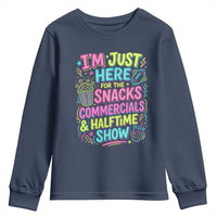 I'm Just Here for The Snacks Commercials Halftime Show Youth Sweatshirt Funny Game Day Neon Style