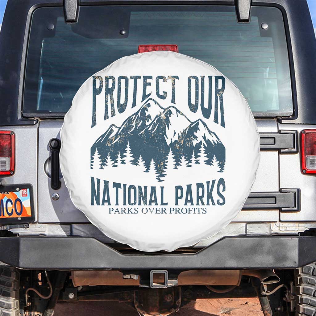 Protect Our National Parks Spare Tire Cover Retro Mountain Nature Graphic