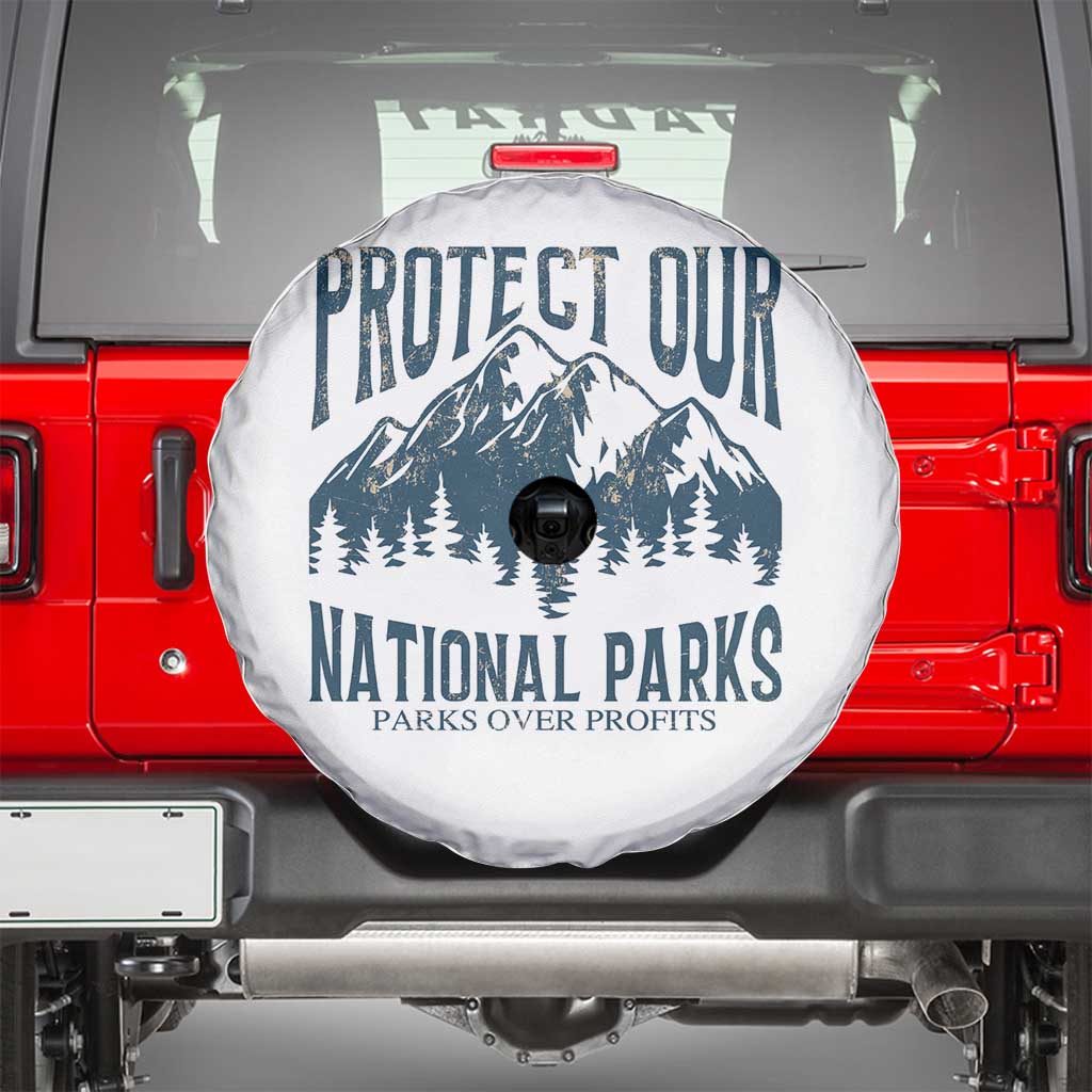 Protect Our National Parks Spare Tire Cover Retro Mountain Nature Graphic