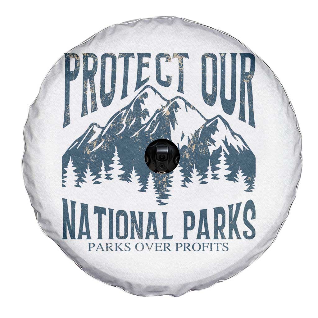 Protect Our National Parks Spare Tire Cover Retro Mountain Nature Graphic