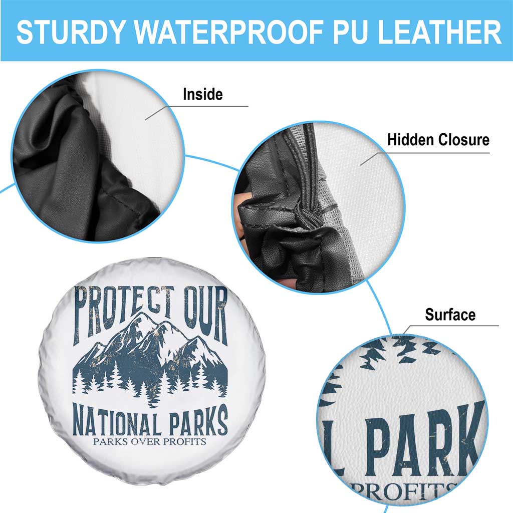 Protect Our National Parks Spare Tire Cover Retro Mountain Nature Graphic