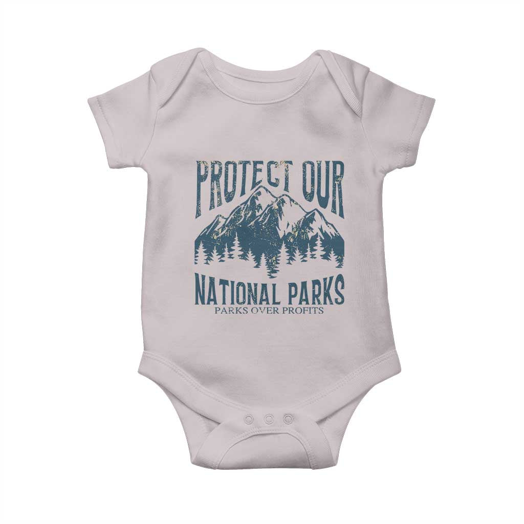 Protect Our National Parks Baby Onesie Retro Mountain Nature Graphic