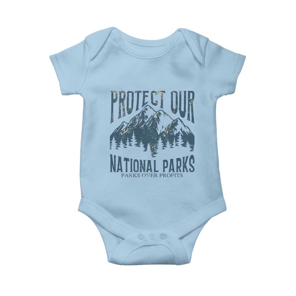 Protect Our National Parks Baby Onesie Retro Mountain Nature Graphic