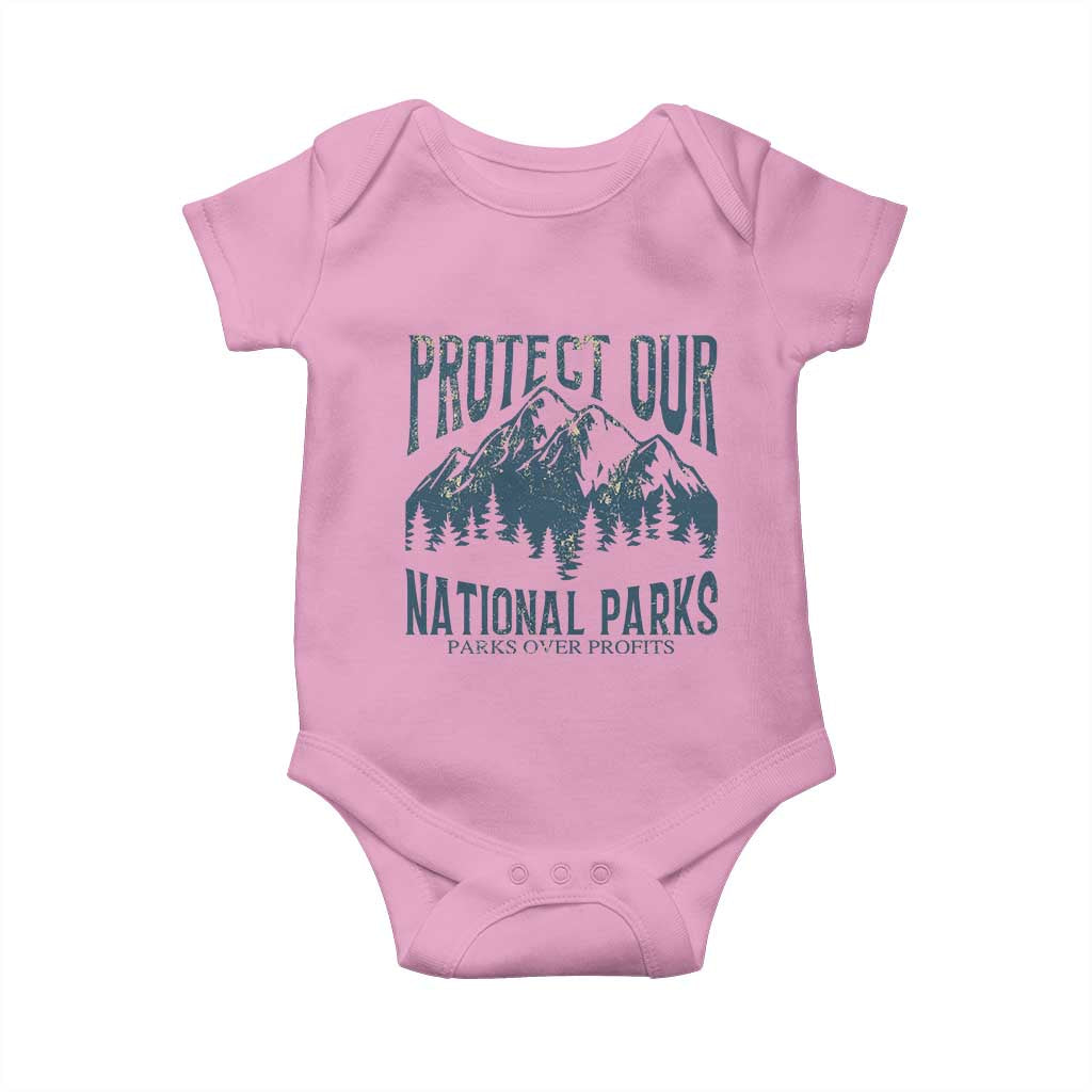 Protect Our National Parks Baby Onesie Retro Mountain Nature Graphic