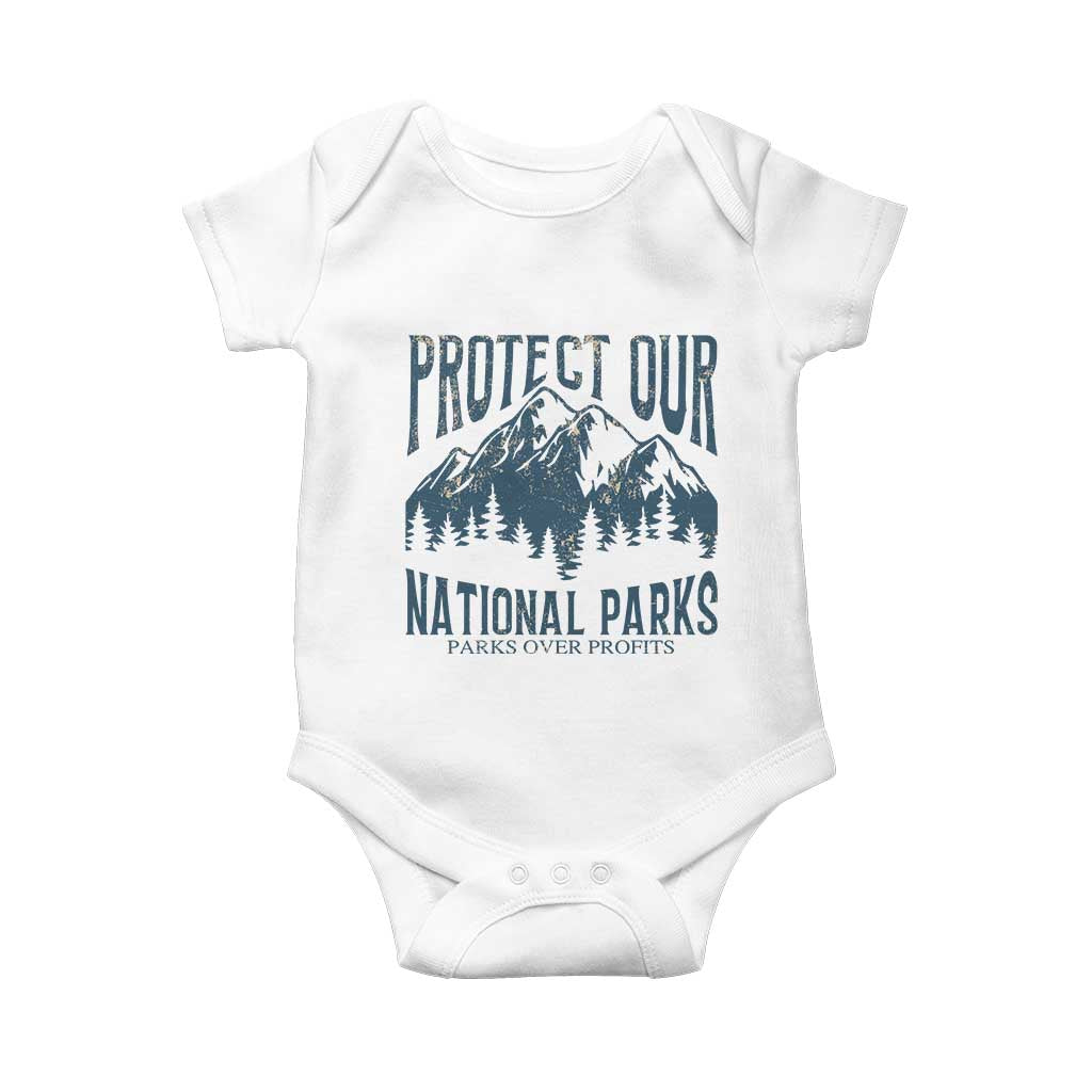 Protect Our National Parks Baby Onesie Retro Mountain Nature Graphic