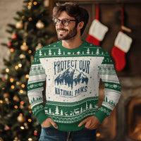 Protect Our National Parks Ugly Christmas Sweater Retro Mountain Nature Graphic - Wonder Print Shop
