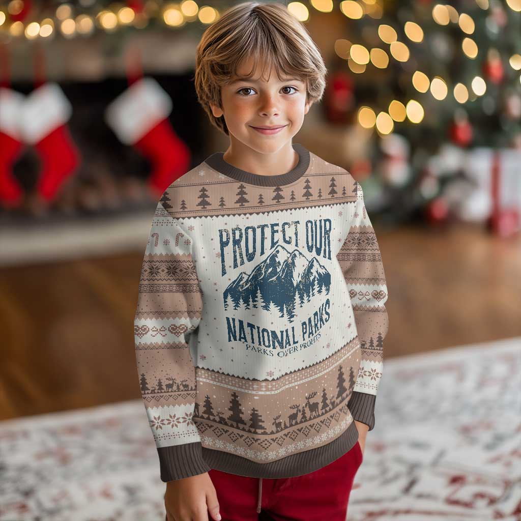 Protect Our National Parks Ugly Christmas Sweater Retro Mountain Nature Graphic - Wonder Print Shop