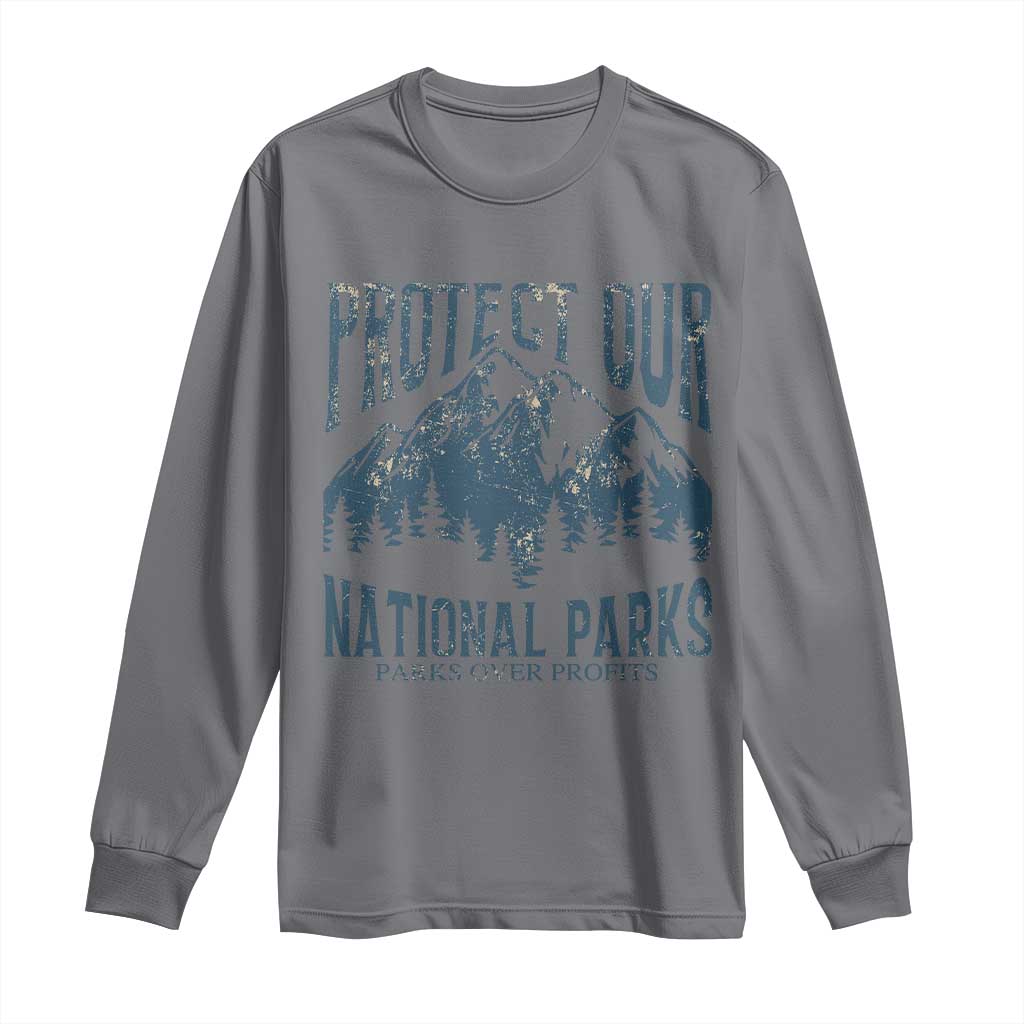Protect Our National Parks Long Sleeve Shirt Retro Mountain Nature Graphic