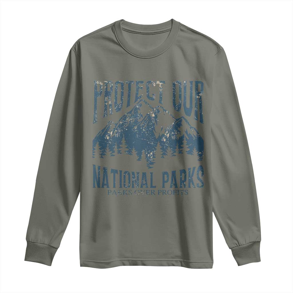 Protect Our National Parks Long Sleeve Shirt Retro Mountain Nature Graphic