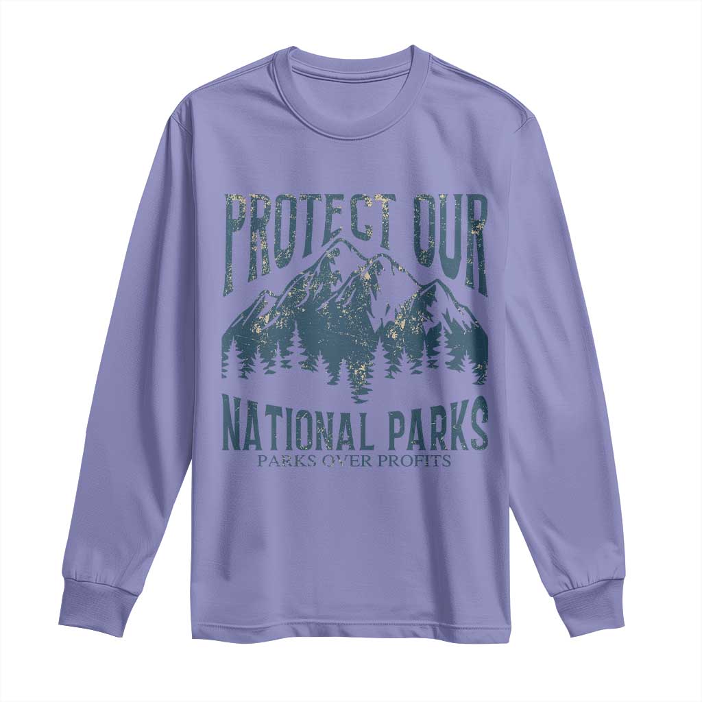 Protect Our National Parks Long Sleeve Shirt Retro Mountain Nature Graphic