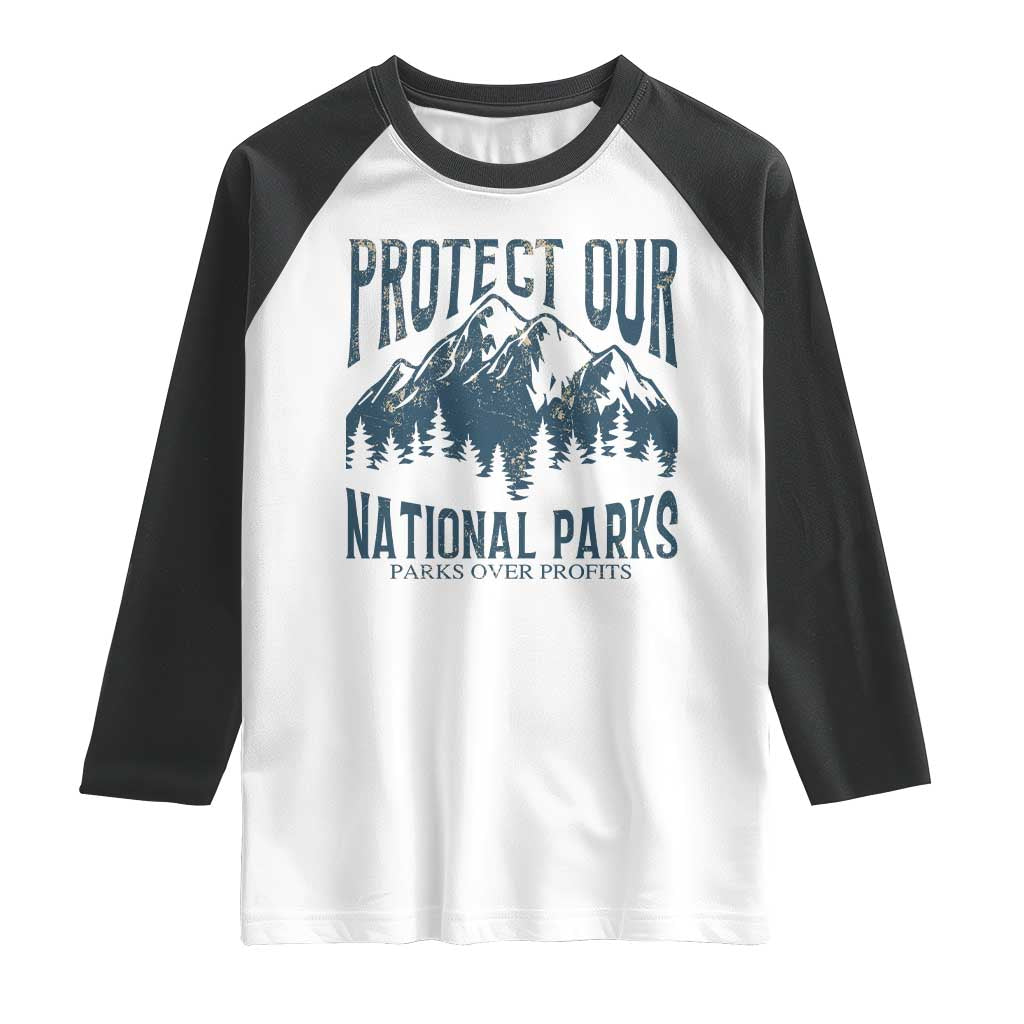Protect Our National Parks Raglan Shirt Retro Mountain Nature Graphic