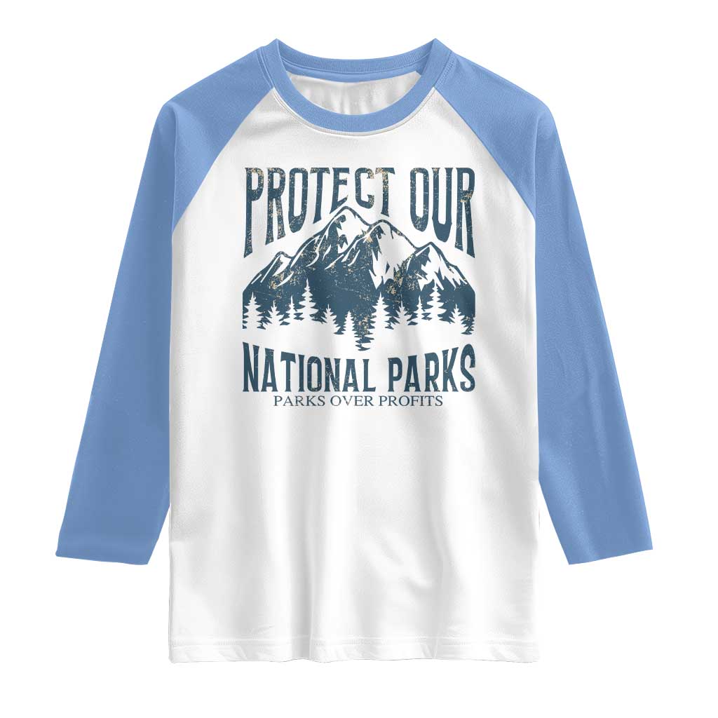 Protect Our National Parks Raglan Shirt Retro Mountain Nature Graphic