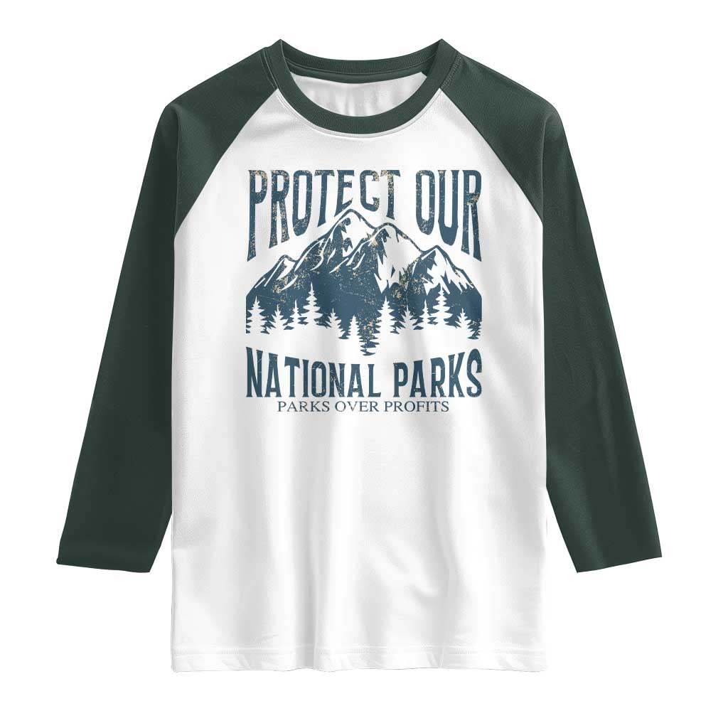 Protect Our National Parks Raglan Shirt Retro Mountain Nature Graphic