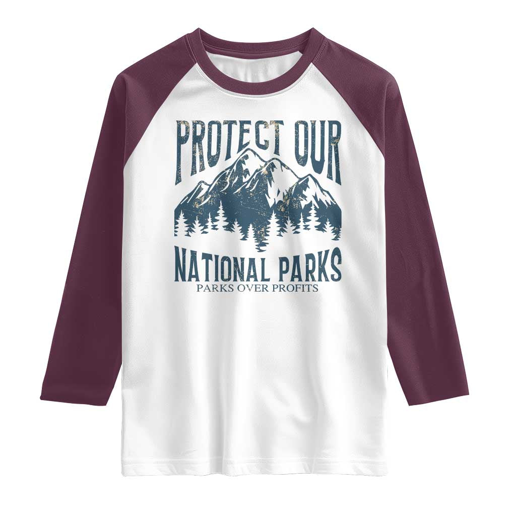 Protect Our National Parks Raglan Shirt Retro Mountain Nature Graphic