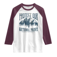 Protect Our National Parks Raglan Shirt Retro Mountain Nature Graphic